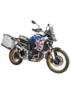 Zestaw: kufry boczne srebrne "And-S" Zega Pro + stelaże srebrne Touratech BMW F 900 GS (24-) [poj.: 31+38l]