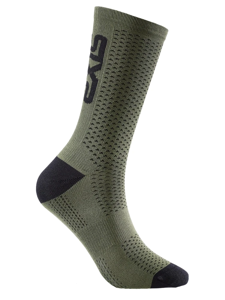 Skarpety motocyklowe SIXS Short Logo V2 Crew zielone