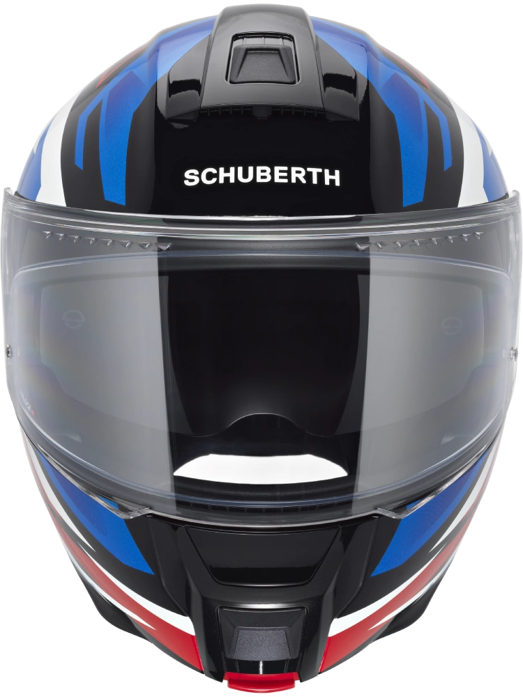 Zestaw: Kask szczękowy Schuberth C5 Zenith czarno-niebiesko-czerwony połysk + dedykowany interkom motocyklowy