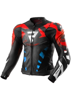 Kurtka motocyklowa skórzana Rebelhorn Inferno czarno-niebiesko-czerwona