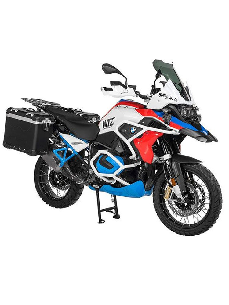 Zestaw: kufry boczne z anodowanego aluminium czarne Zega Evo X + stelaże czarne Touratech BMW R1250GS/Adventure/ R1200GS (13-21)/ R1200GS Adventure (14-21) (2 x 38L)