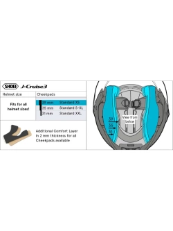 Wkładki policzkowe typ S do kasku Shoei J-Cruise 3 (rozm. 39 mm)