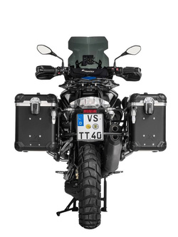Zestaw: kufry boczne z anodowanego aluminium czarne "And-Black" Zega Evo + stelaże czarne Touratech BMW R1250GS/ R1250GS Adventure/ R1200GS (13-21)/ R1200GS Adventure (14-21) (38+45L)