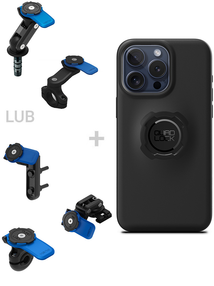 Zestaw na motocykl: etui na telefon iPhone 15 Pro Max + mocowanie Quad Lock