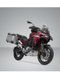 Zestaw: kufry boczne TRAX ADV + stelaże PRO SW-MOTECH 37/45 L do motocykla Benelli TRK 502 X (18-) [pojemność 37 i 45 L] srebrne