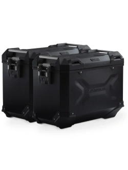Zestaw: kufry boczne TRAX ADV + stelaże PRO SW-Motech Kawasaki KLE 500/ SE (26-) czarne [poj.: 2 x 45l]