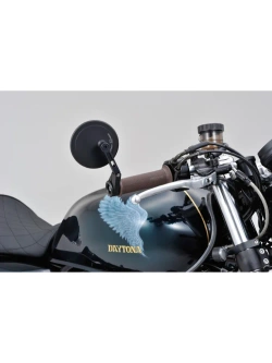 Lusterko motocyklowe krótkie Daytona D-Mirror-17 Flat do montażu na końcu manetki czarne [adapter]