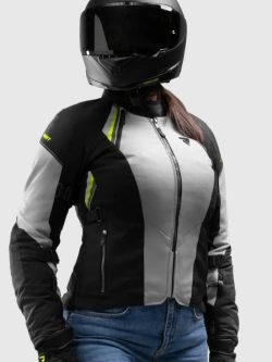 Kurtka motocyklowa damska tekstylna Rebelhorn Swift czarno-szara-fluo