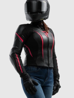 Kurtka motocyklowa damska skórzana Rebelhorn Diva ST czarno-różowa