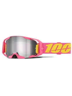 Gogle motocyklowe 100% ARmatic z lustrzaną szybką różowo-żółte
