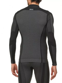 Koszulka termoaktywna z długim rękawem SIXS TS3 V2 z półgolfem, całoroczna czarno-karbonowa unisex