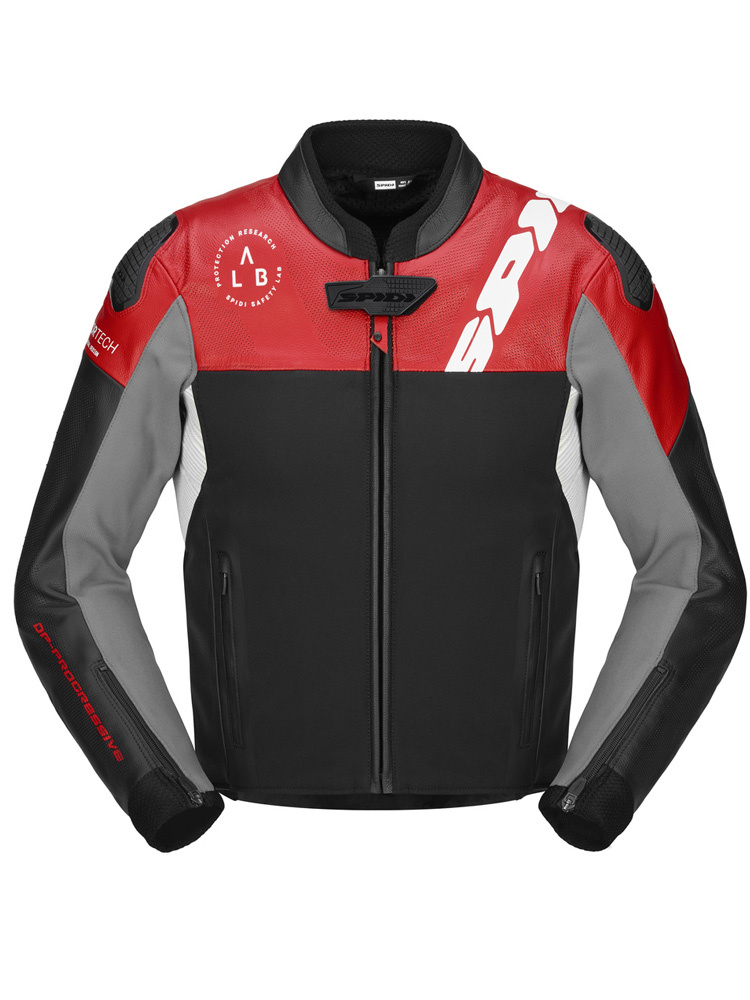 Kurtka motocyklowa skórzana Spidi DP-Progressive Hybrid czarno-szaro-czerwona