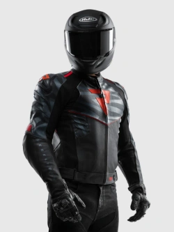 Kurtka motocyklowa skórzana Rebelhorn Vandal 2 czarno-szaro-czerwona