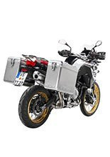 Zestaw: kufry boczne srebrne Zega Mundo + stelaże czarne Touratech BMW F850GS/ Adventure/ F750GS/ F900GS Adventure/ F800GS (24-) (38+45L)