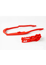 Komplet ślizg+prowadnica łańcucha UFO do Hondy CR 125/250, CRF 250R/X, CRF 450R (05-06) czerwone