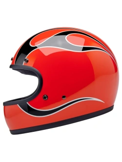 Kask integralny Biltwell Gringo Flames pomarańczowo-biało-czarny