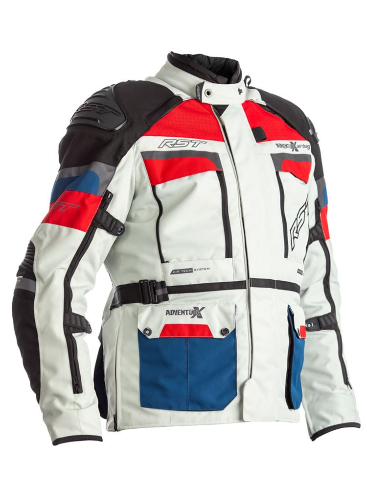 Kurtka motocyklowa z poduszką powietrzną RST Pro Series Adventure-X Airbag niebiesko-czerwona