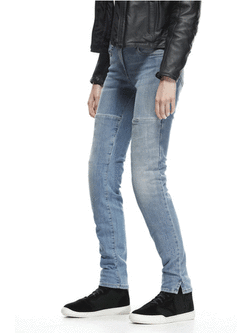 Jeansy motocyklowe damskie Dainese Denim Stone Slim Tex niebieskie