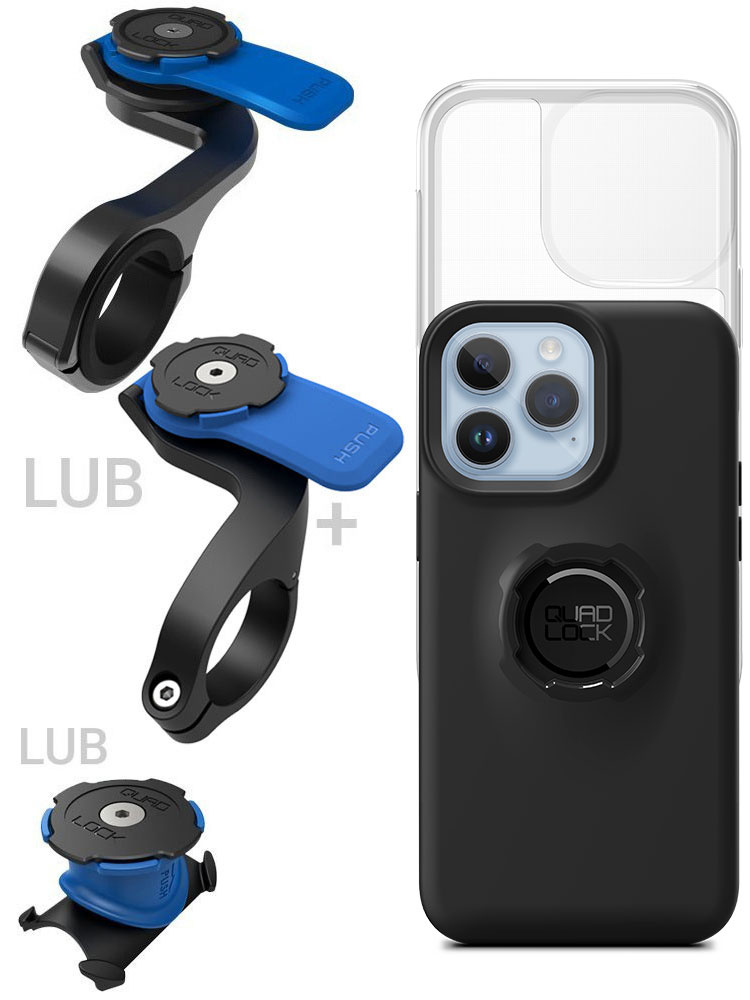 Zestaw rowerowy: etui na telefon iPhone 14 Pro Max + wodoodporny pokrowiec + mocowanie Quad Lock