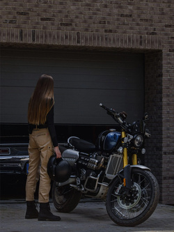 Jeansy motocyklowe damskie Pando Moto Mila Cargo brązowe