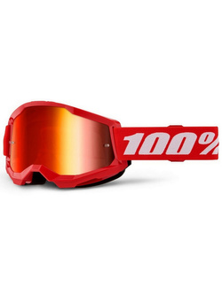 Gogle motocyklowe 100% Strata 2 z szybką lustrzaną czerwono-białe