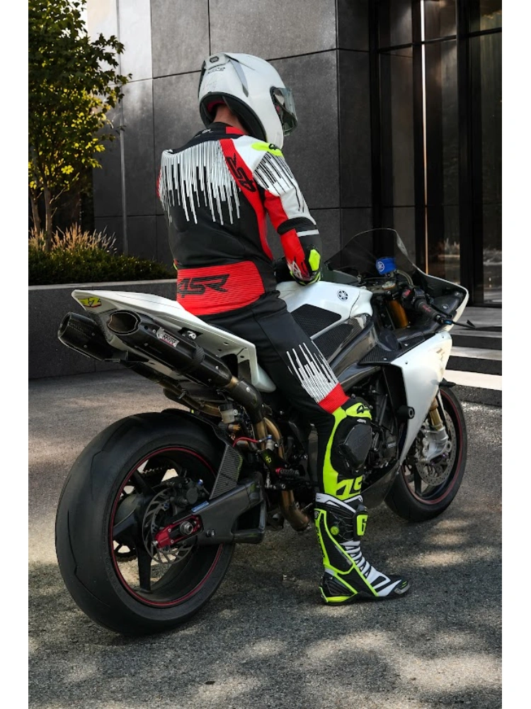 Kombinezon motocyklowy dwuczęściowy 4SR RR Stripes AR czarno-biało-czerwony