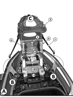 Stelaż Kappa z płytą pod kufer centralny Monolock do Yamaha T-MAX 500 (08 > 11), T-MAX 530 (12 > 16)