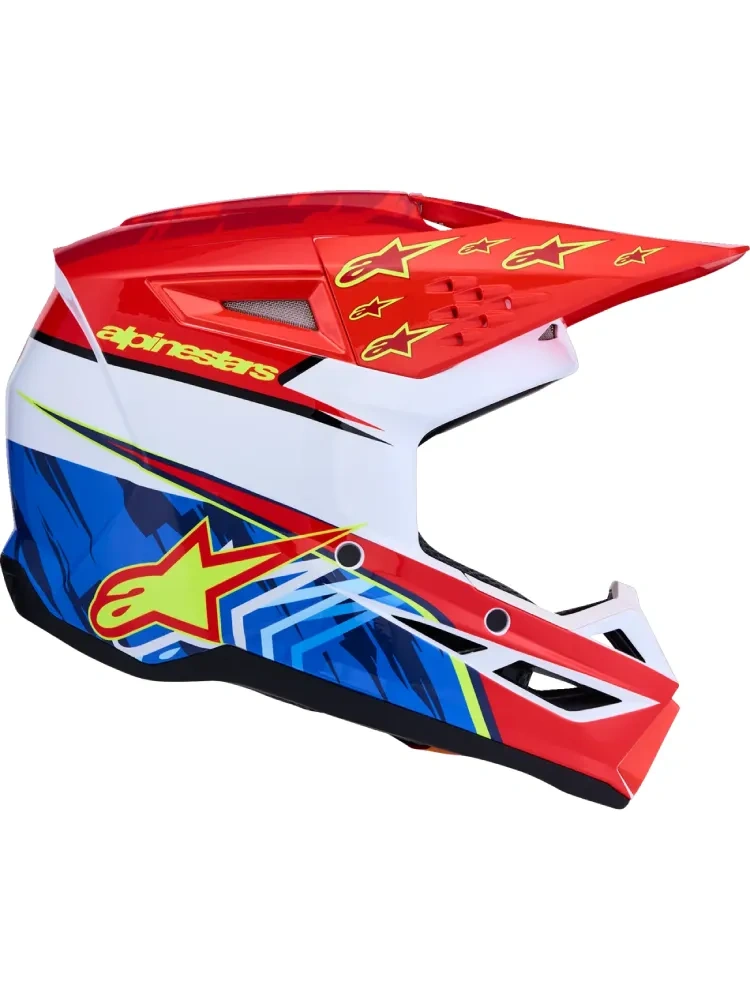 Kask enduro dziecięcy Alpinestars SM3 Falcon biało-czerwono-niebieski połysk