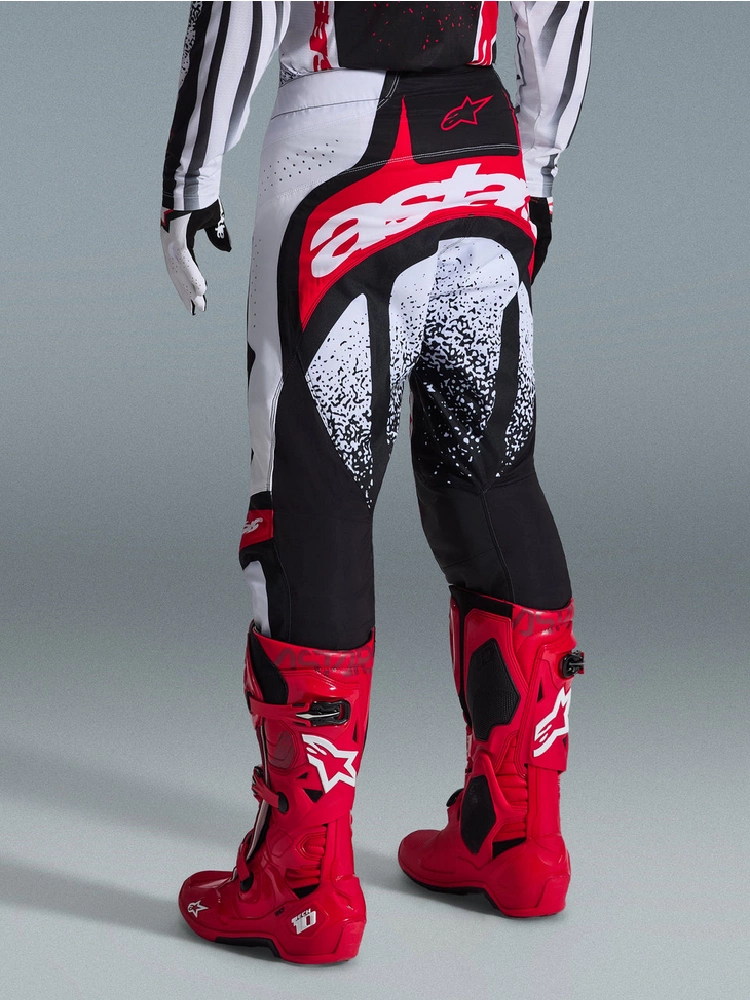 Spodnie cross Alpinestars MX Techstar Nomur biało-czarno-czerwone