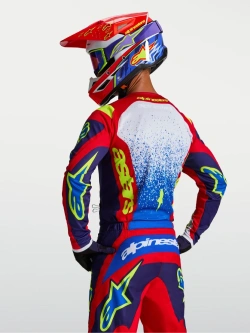 Bluza cross dziecięca Alpinestars MX Fluid Drag niebiesko-czerwono-biała