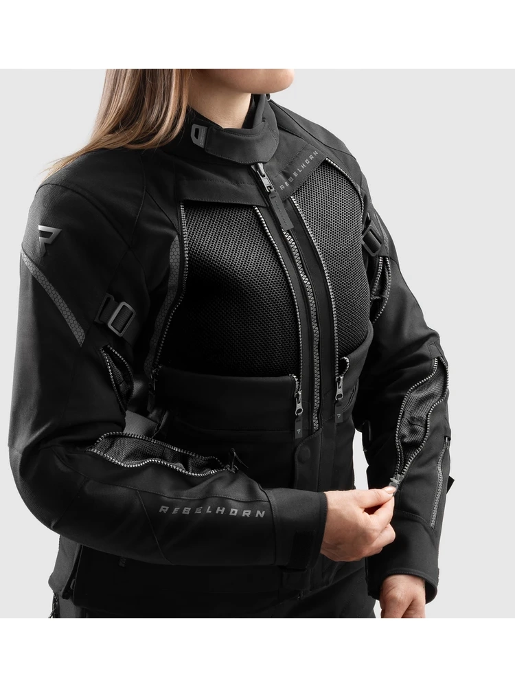 Kurtka motocyklowa damska tekstylna Rebelhorn Hardy 3.0 czarna