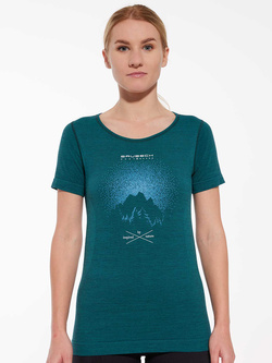 Koszulka termoaktywna damska z krótkim rękawem Brubeck Outdoor Wool Pro zielona