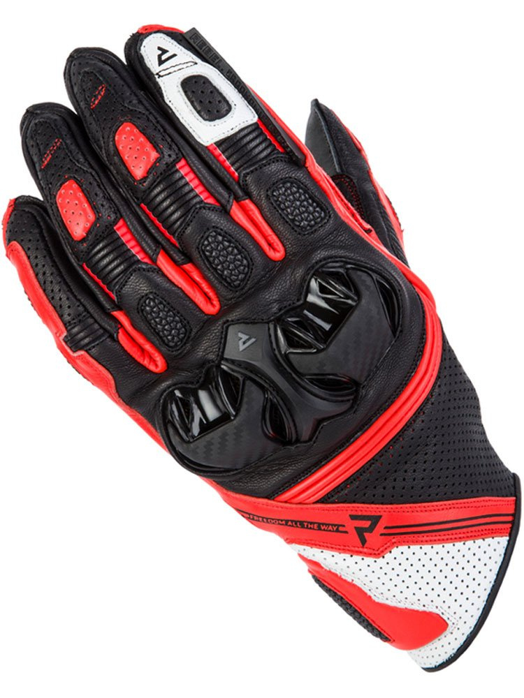 Rękawice motocyklowe Rebelhorn ST Short czarno-fluo czerwone