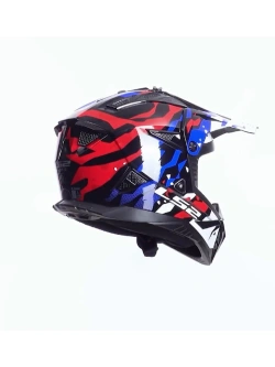 Kask enduro LS2 MX708 Fast II Grotesk biało-niebiesko-czerwony
