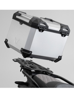 Zestaw: kufer centralny Trax + stelaż Adventure SW-Motech Aprilia Tuareg 660 (21-)/ Rally (24-) [pojemność: 38l] srebrny