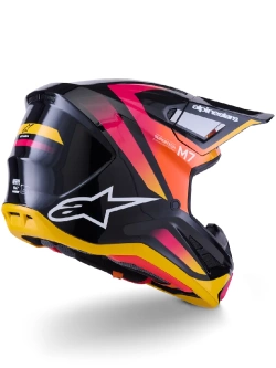 Kask enduro Alpinestars SM7 Rise czarno-żółto-różowy połysk