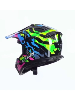 Kask enduro LS2 MX708 Fast II Grotesk niebiesko-różowo-zielony