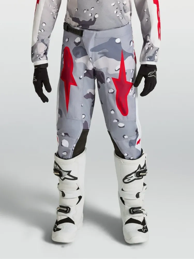 Spodnie cross dziecięce Alpinestars MX Fluid Lone biało-szaro-czerwone