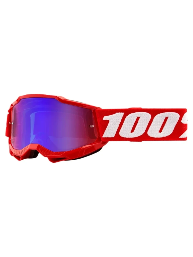 Gogle motocyklowe dziecięce 100% Accuri 2 z szybą lustrzaną czerwone