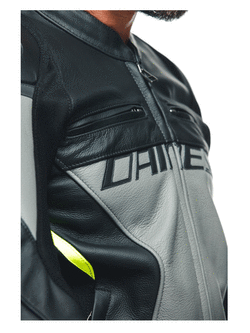 Kurtka motocyklowa skórzana Dainese Racing 4 szaro-czarna
