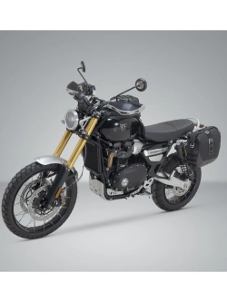 Zestaw: sakwa boczna Legend Gear LC2 + stelaż SLC SW-Motech Triumph Scrambler 1200 X (24-)/ XC (18-23)/ XE (18-) czarno-brązowa [poj.: 13.5 l; na lewą stronę]