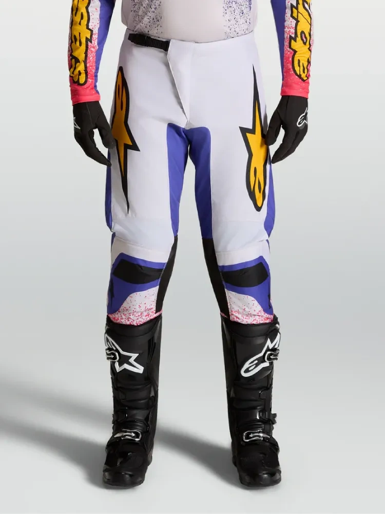 Spodnie cross Alpinestars MX Fluid Drag biało-niebiesko-żółte