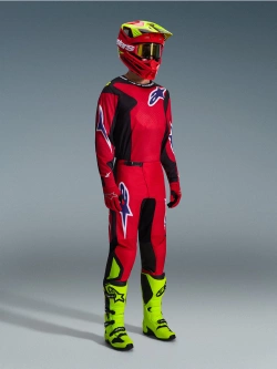 Spodnie cross Alpinestars MX Fluid Grid czarno-czerwone-fluo