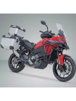 Zestaw: kufry boczne + kufer centralny TRAX ADV + stelaże SW-Motech Ducati Multistrada V2/ S (24-) srebrne