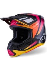 Kask enduro Alpinestars SM7 Rise czarno-żółto-różowy połysk