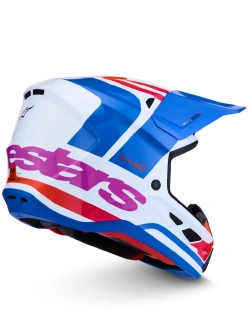Kask enduro Alpinestars SM7 Core biało-niebiesko-pomarańczowy połysk