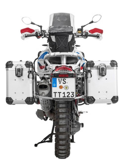 Zestaw: kufry boczne z anodowanego aluminium srebrne "And-S" Zega Evo + stelaże srebrne Touratech BMW R1200GS (-12)/R1200GS Adventure (-13) (38+45L)