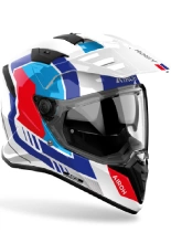 Kask adventure Airoh Bandit Horn biało-niebiesko-czerwony połysk