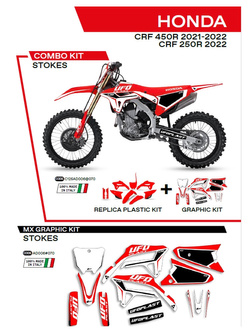 Komplet plastików i naklejek UFO Stokes do Hondy CRF 250R (22-), CRF 450 (21-) czerwony
