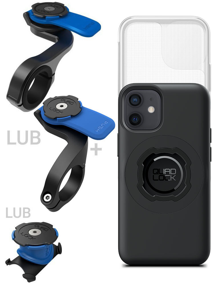 Zestaw rowerowy: etui MAG na telefon iPhone 12 mini (magnetyczne) + wodoodporny pokrowiec MAG + mocowanie Quad Lock